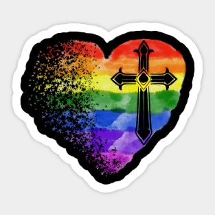 LGBT Cross Christian Heart Blessing God Gift Sticker